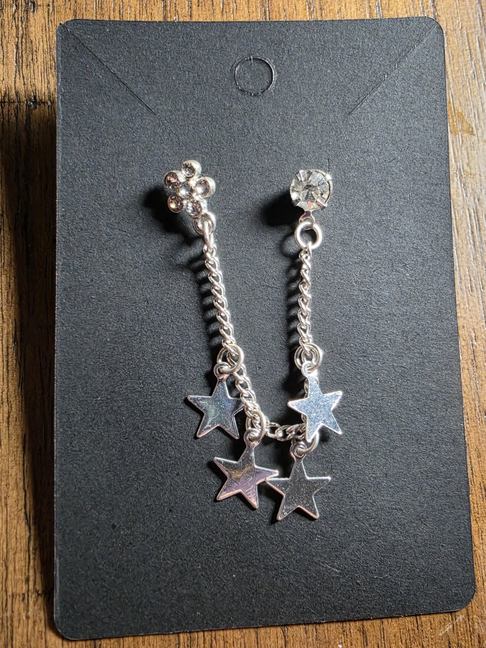 Silver Star Dangle Earrings - Silver Color